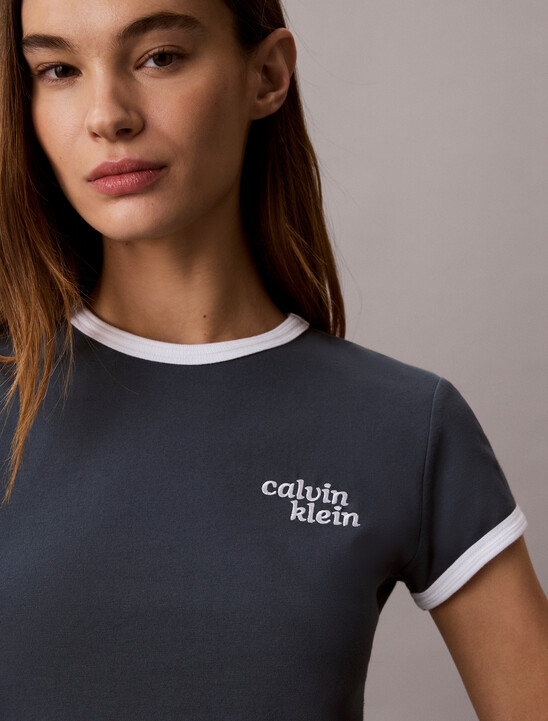 Embroidered Logo Ringer T-shirt