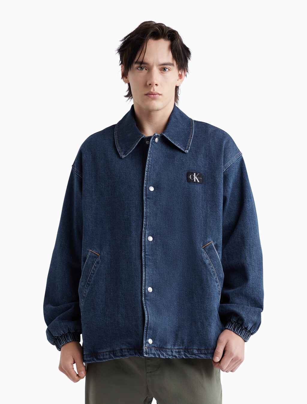 Drawstring Hem Denim Jacket, Denim Dark, hi-res