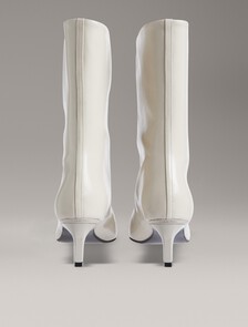 Leather Square Toe Heeled Boots, Gray Morn, hi-res