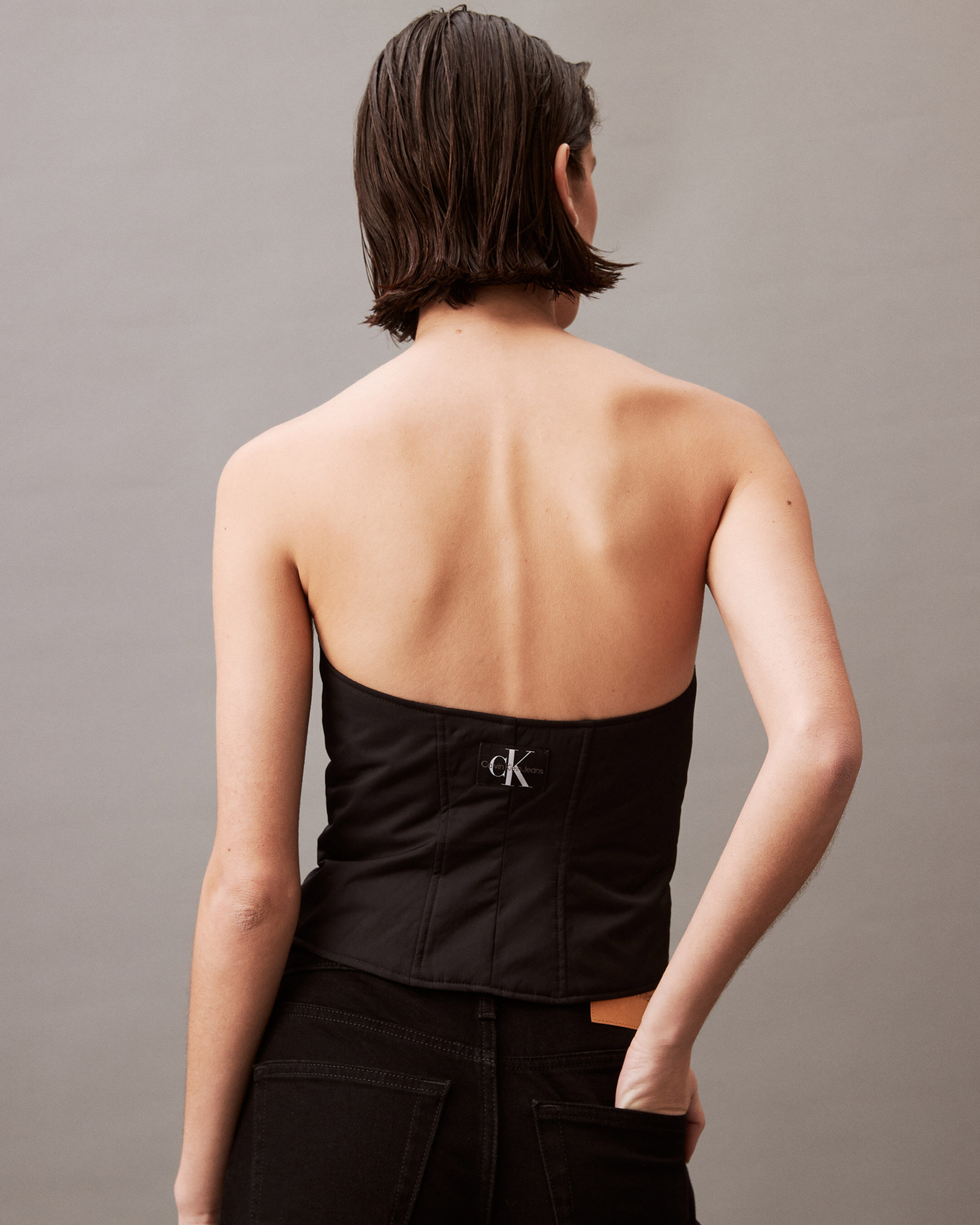 ★★ ★★ Here Black Light Padded Bustier J222613 Padded Zip Bustier Top | black | Calvin Klein Malaysia