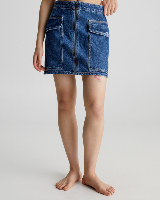 Recycled Denim Utility Skirt