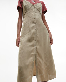 MONOGRAM BUTTON THROUGH SLIP DRESS, Logo Aop Woodridge, hi-res