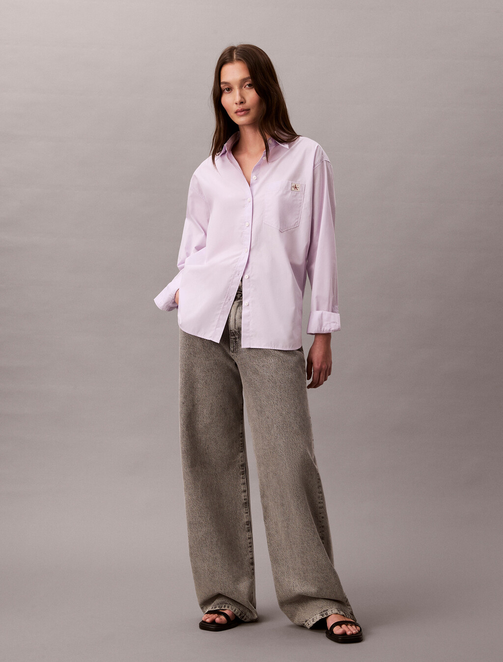 Relaxed Cotton Poplin Shirt, Island Lilac, hi-res