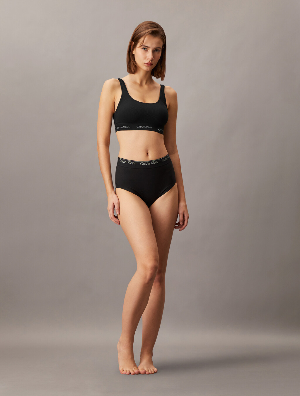 Seamless Rib Knit Lightly Lined Bralette, Black, hi-res