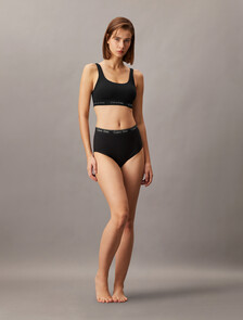 Seamless Rib Knit Lightly Lined Bralette, Black, hi-res