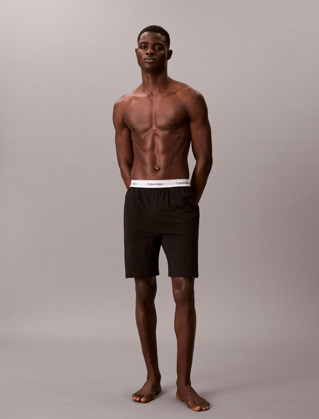 Icon Cotton Stretch Sleep Shorts, Black, hi-res