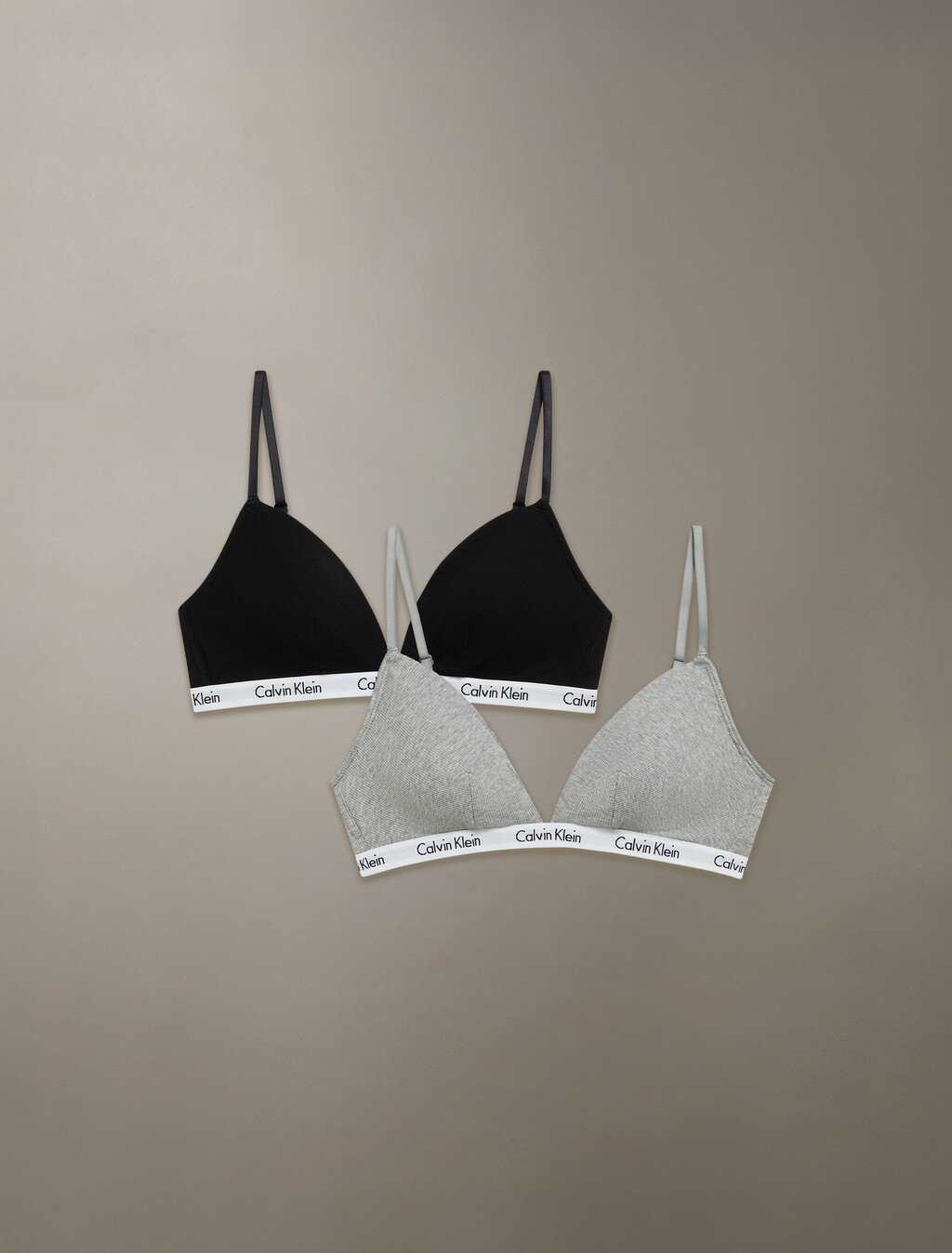 Carousel Rib Knit Lightly Lined Triangle Bra 2 Pack, BLACK/GREY HEATHER, hi-res