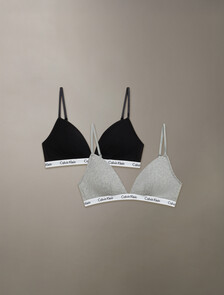 Carousel Rib Knit Lightly Lined Triangle Bra 2 Pack, BLACK/GREY HEATHER, hi-res
