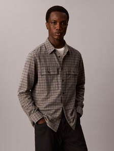 Check Flannel Button-Down Shirt, Charcoal Heather, hi-res