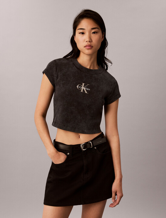 Baby Fit Ribbed Monogram Logo T-Shirt
