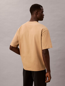 Two Tone Logo Embroidery Oversized Tee, Tannin, hi-res