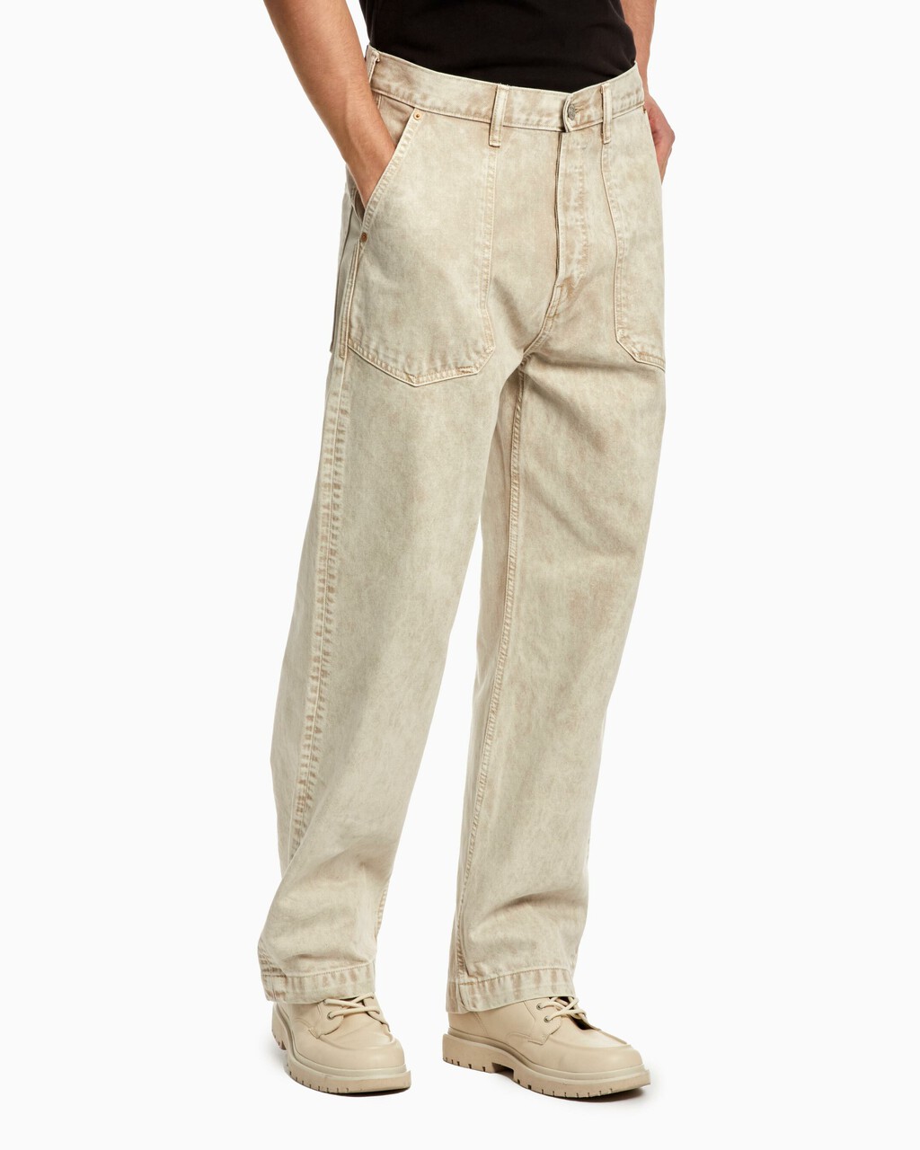 STANDARDS MARBLE DYE DECK JEANS, UNBLEACHED MARB, hi-res