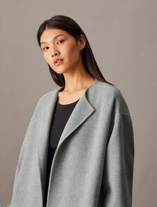 Double Face Cashmere Wool Short Coat, B10 Grey Heather, hi-res