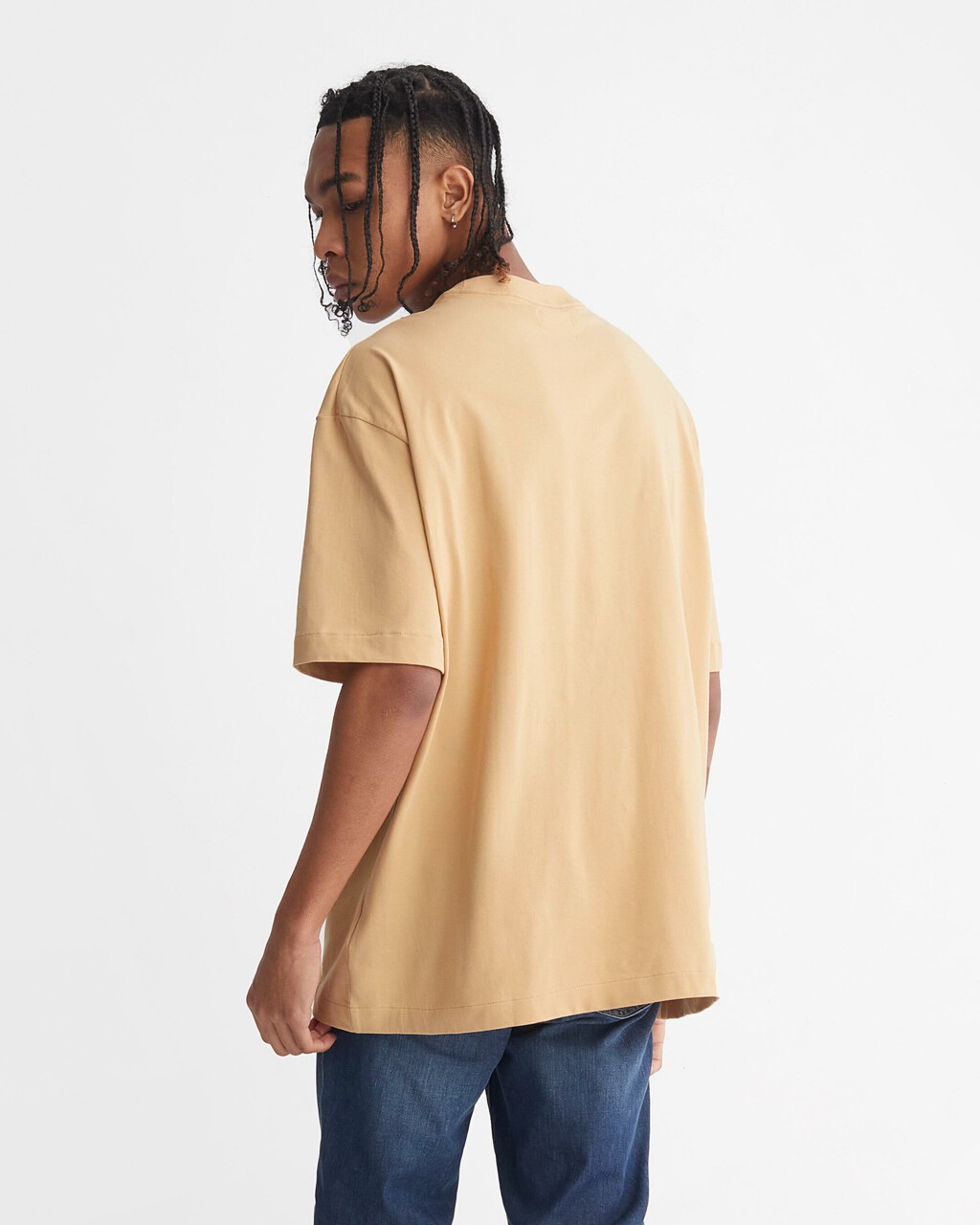 CALVIN LOGO CREW NECK TEE, Croissant, hi-res