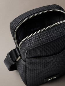 Embossed Woven Slim Reporter, Black, hi-res