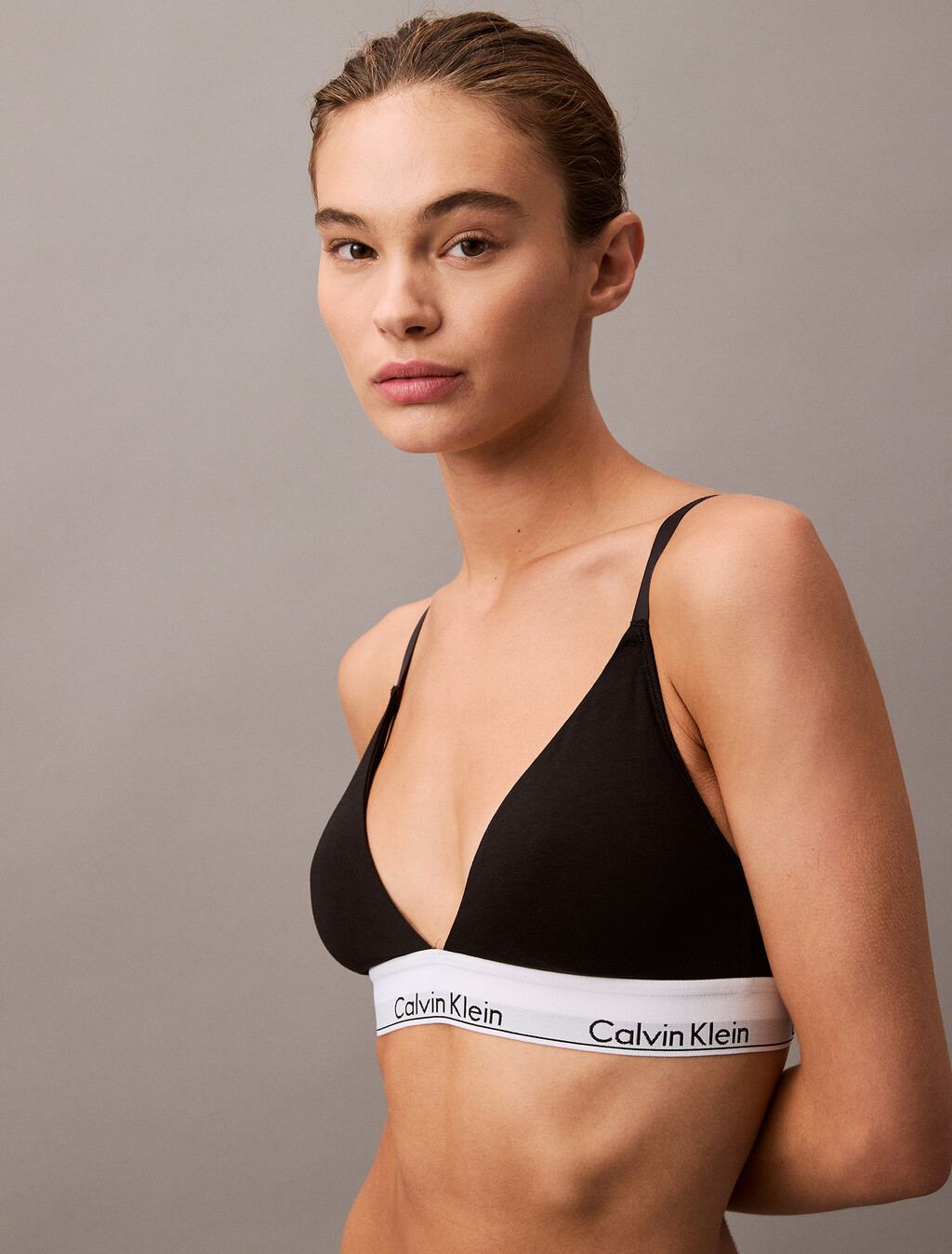 Icon Cotton Lightly Lined Triangle Bralette, Black UB1, hi-res