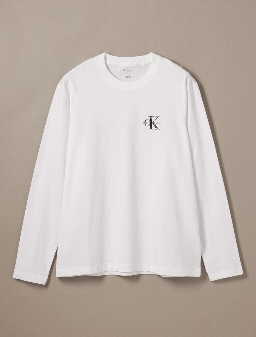 Distressed Monogram Long Sleeve Tee, Bright White, hi-res