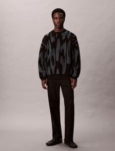 Print Jacquard Relaxed Sweater, Harlem Night Blue, hi-res