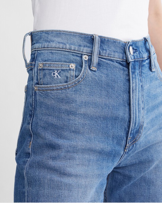 Italian Denim Frayed High Rise Wide Leg Jeans