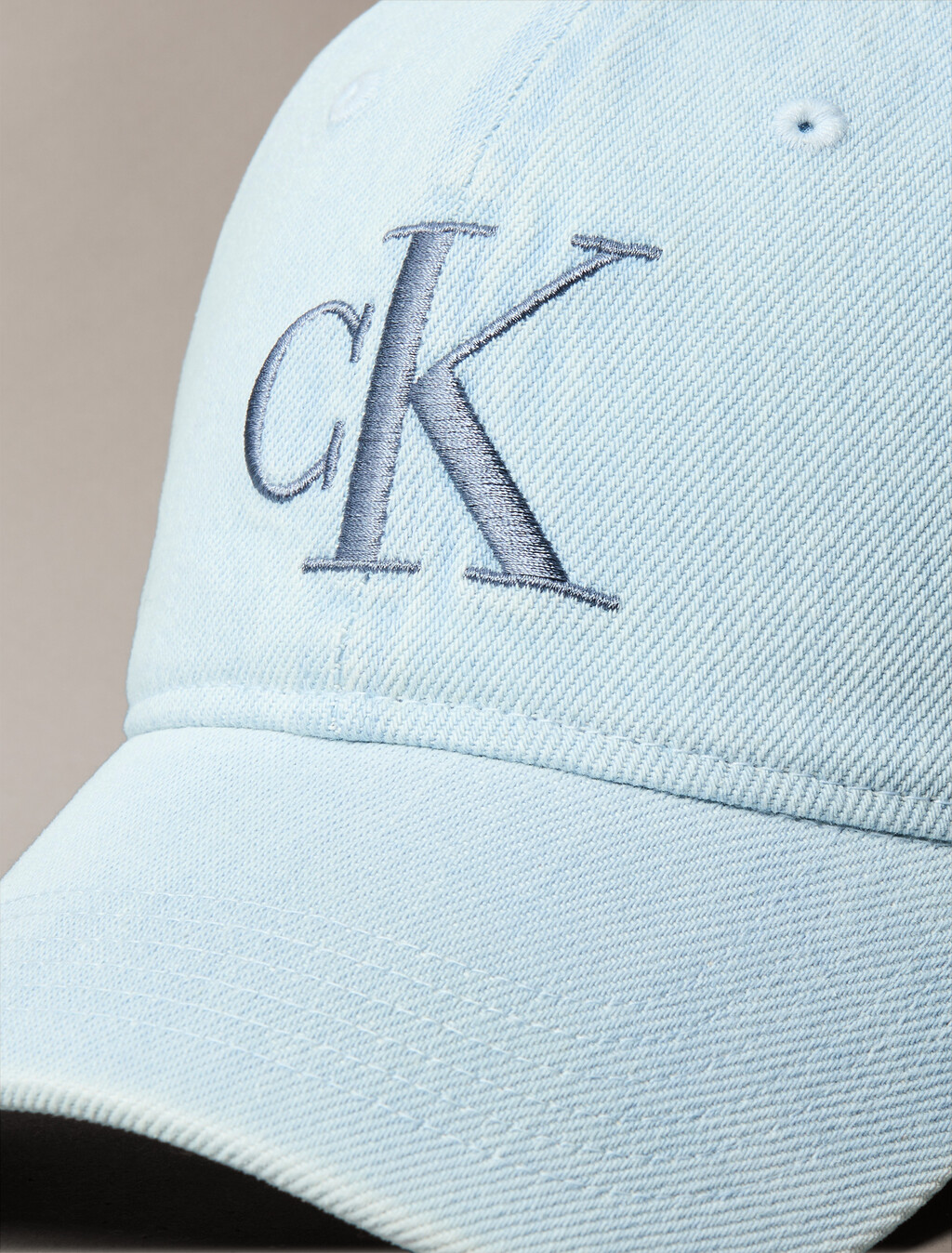 Embroidered Monogram Denim Baseball Cap, Light Wash Denim, hi-res