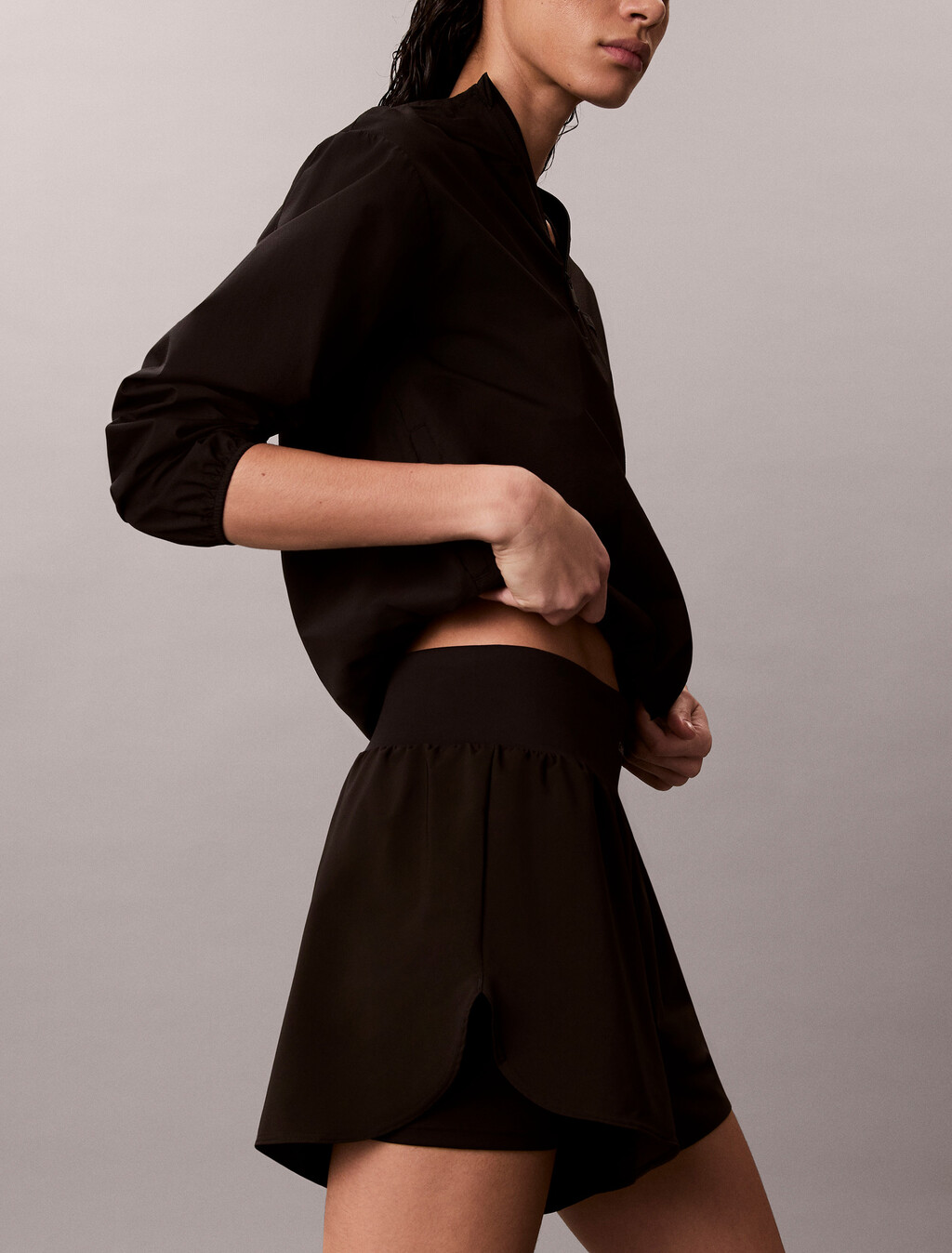 Water-Repellent 2-in-1 Gym Shorts, Black, hi-res