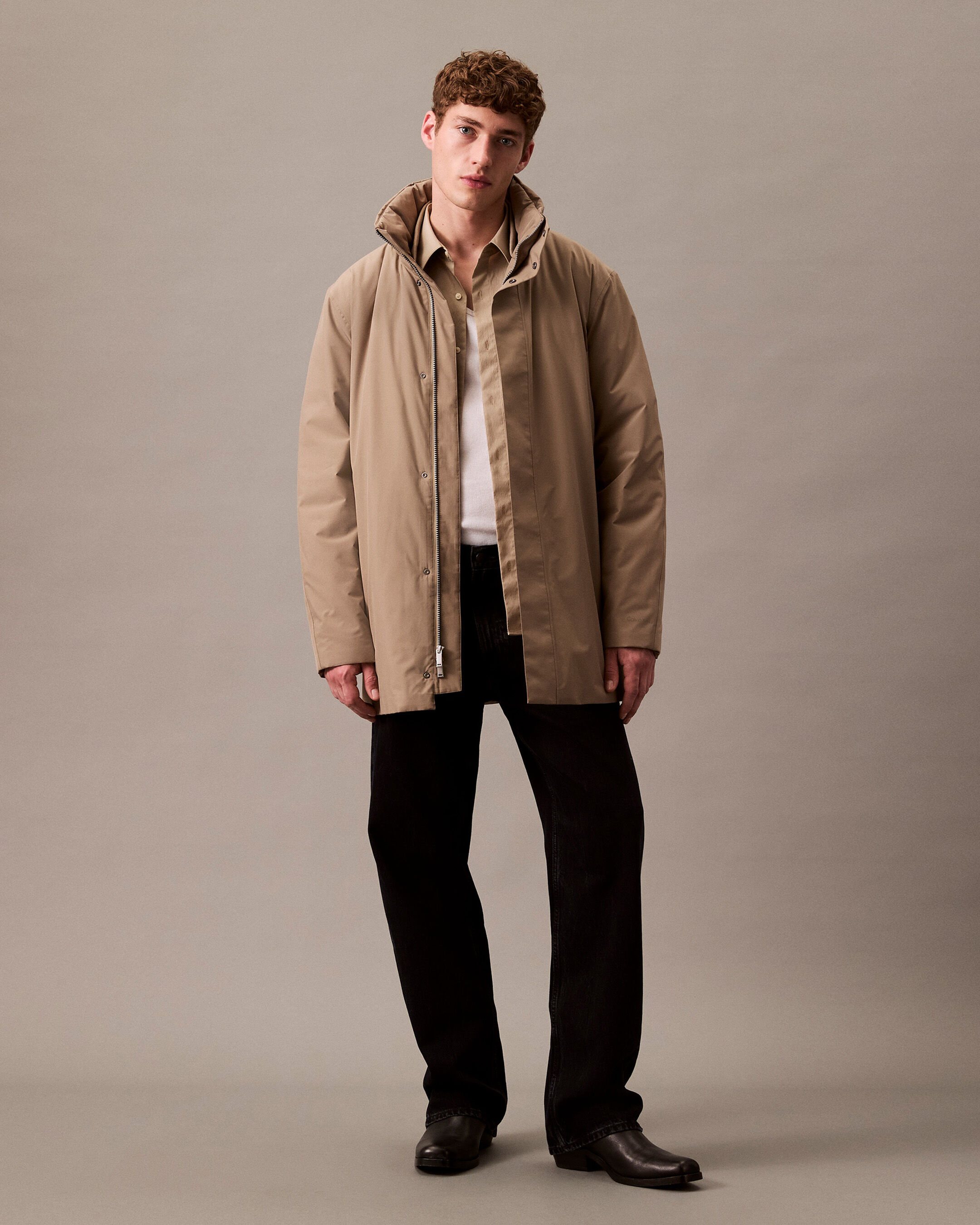 Heavyweight Mid Length Puffer Jacket brown Calvin Klein Malaysia