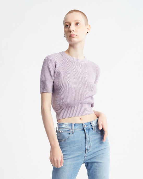 Feminine Chenille Short Sleeve Sweater