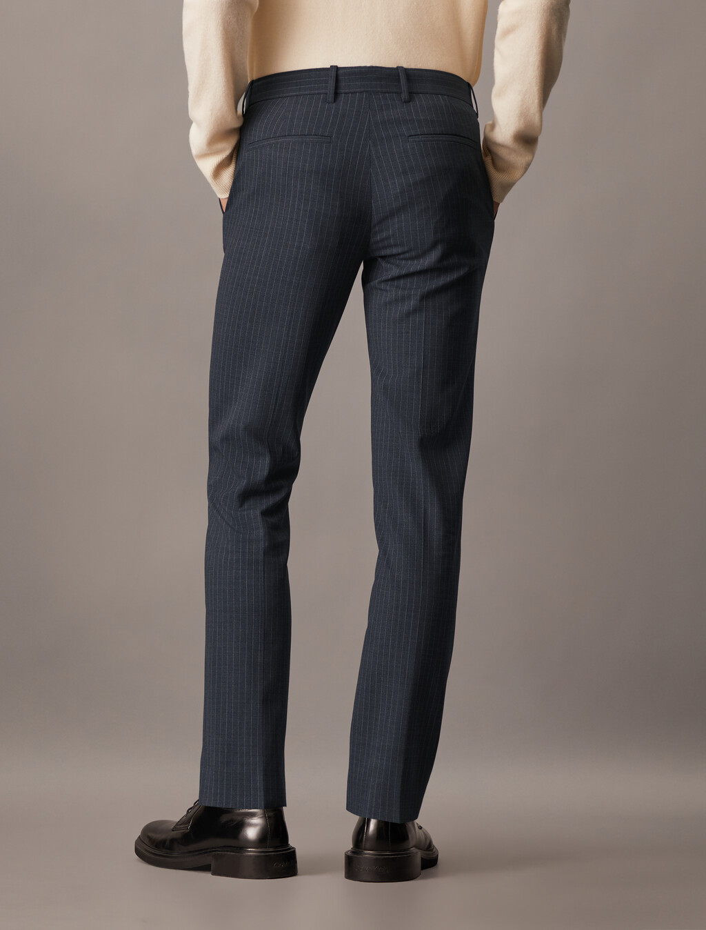 Refined Wool Blend Pinstripe Slim Trouser, Charcoal Heather, hi-res