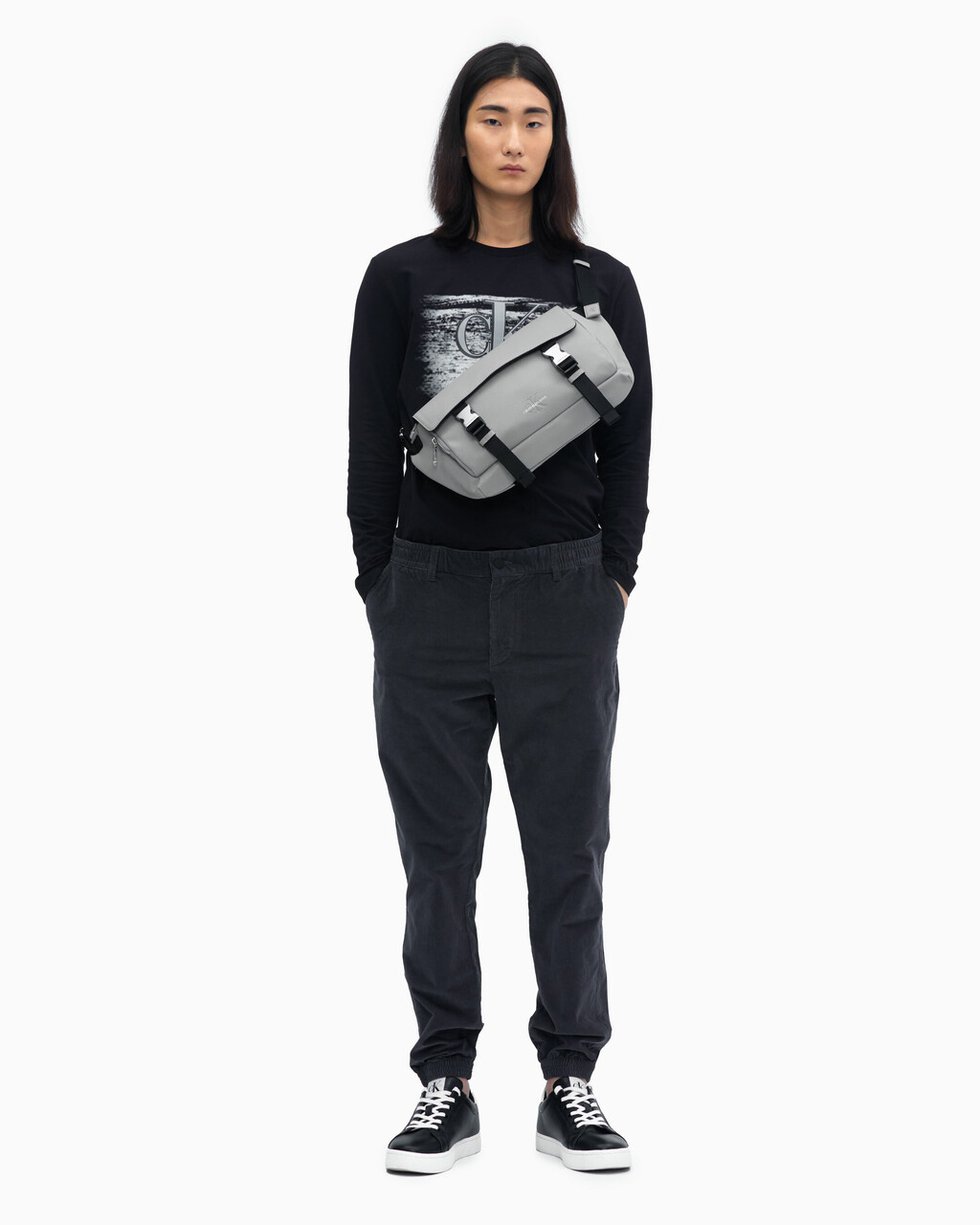 White Noise Logo Long Sleeve Tee, Ck Black, hi-res