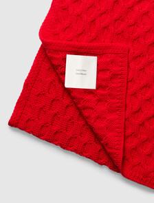 Merino Wool Cable Knit Scarf, Chinese Red, hi-res