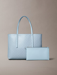 Allover Monogram Logo Small Tote Bag with Pouch, PALEST BLUE AOP, hi-res