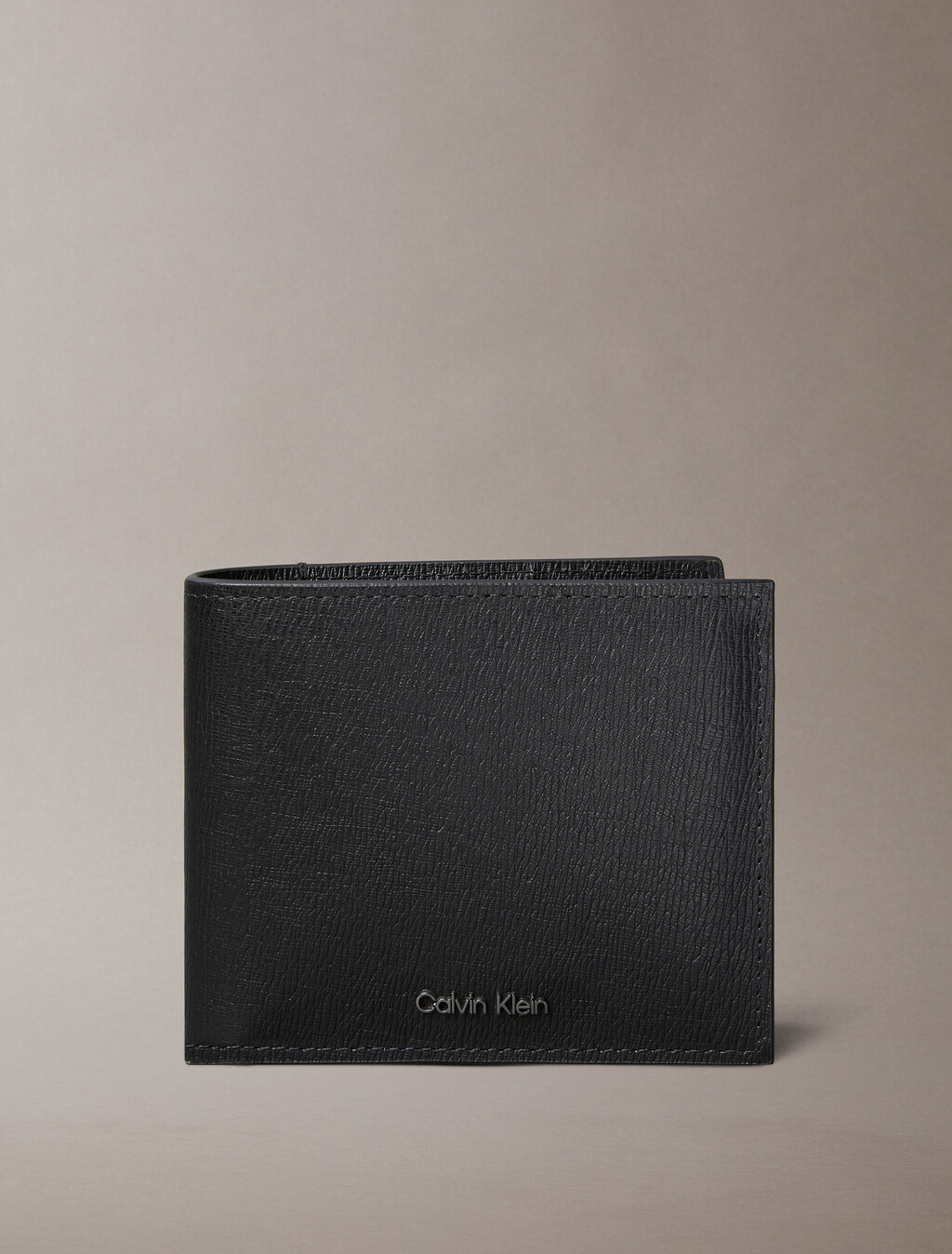 Saffiano Leather Bifold Wallet with Coin Pouch, Black, hi-res