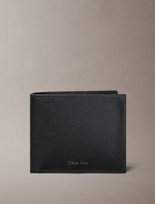 Saffiano Leather Bifold Wallet with Coin Pouch, Black, hi-res