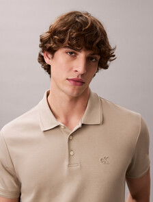 Luxe Tipped Slim Polo, Ancient Marble, hi-res