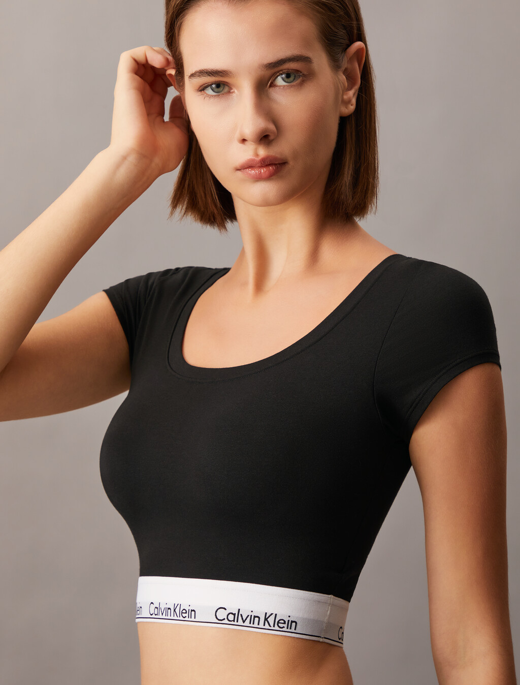 Icon Cotton T-Shirt Bralette, Black, hi-res