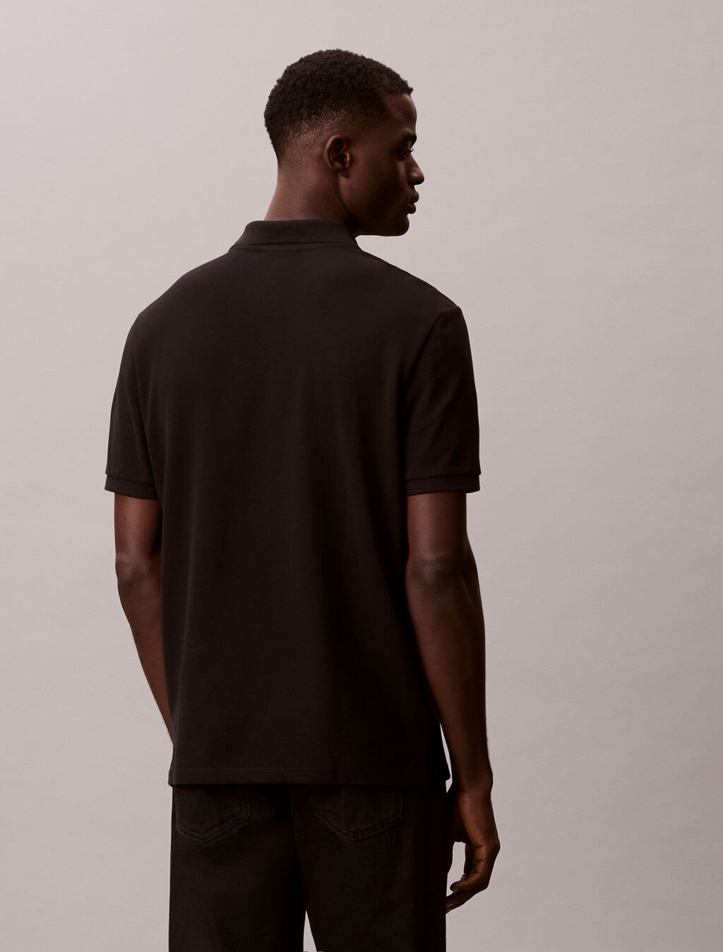 Monogram Cotton Pique Polo, Black, hi-res