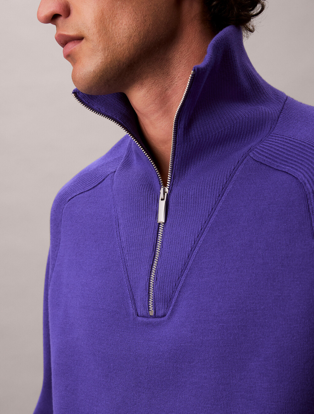 Tech Knit Quarter Zip Sweater, Purple Craze, hi-res