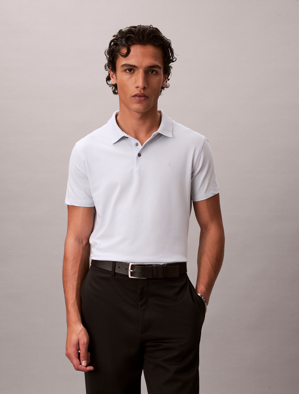 Stretch Cotton Slim Polo, Plein Air, hi-res