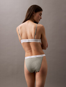 Cotton Modal Stretch Rib Lightly Lined Triangle Bra, Grey Heather, hi-res