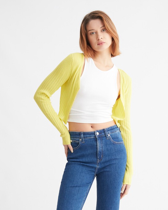 Smooth Cotton Rib Cardigan