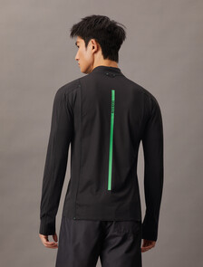 Sheer Alpaca Fine Gauge Crewneck Sweater, BLACK W/ BLOSSOM GREEN LOGO, hi-res