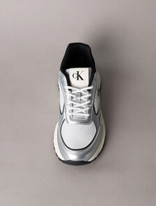 Trailblazer &mdash; Mesh Mix Runner Trainers, Silver/Black/Bright White, hi-res