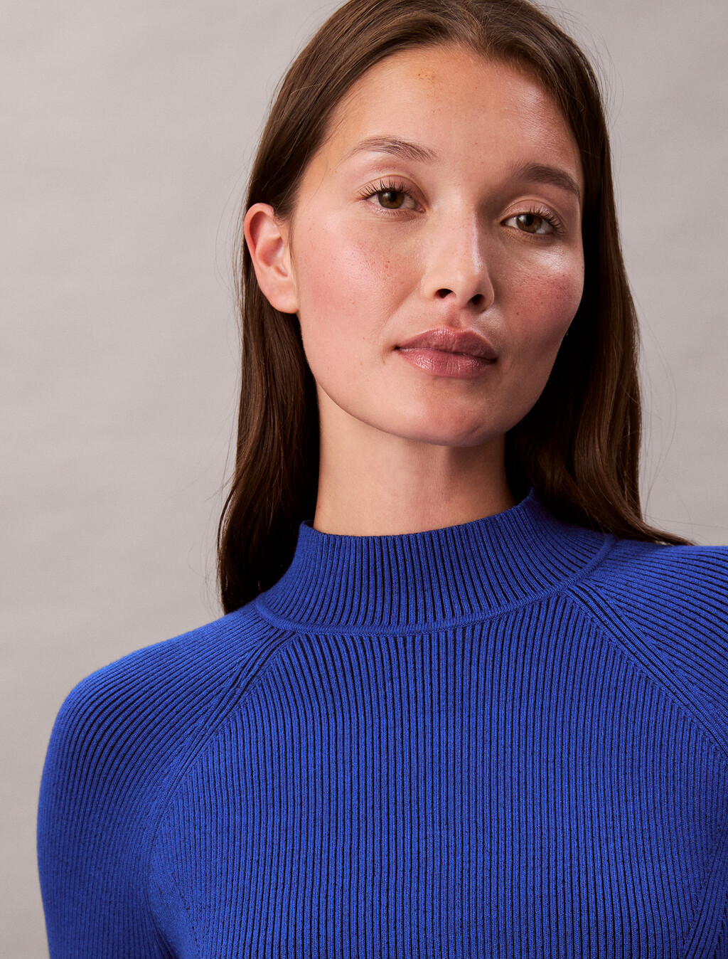 Tech Knit Ribbed Mock Neck Sweater, Cobalt Combo, hi-res