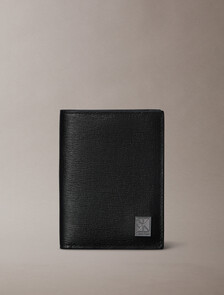 Leather RFID Emblem Logo Billfold Wallet, Black, hi-res