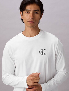 Distressed Monogram Long Sleeve Tee, Bright White, hi-res