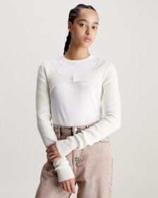 Cotton Micro Cardigan, Ivory, hi-res