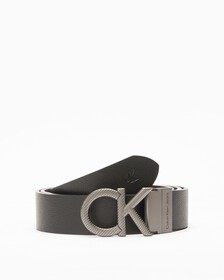 REVERSIBLE TEXTURED CK LOGO BELT 35MM, BLACK/BITTER BR, hi-res