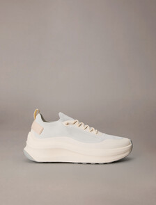 Mesh Chunky Runner Sock Trainers, Vaporous White/Light Cashew, hi-res