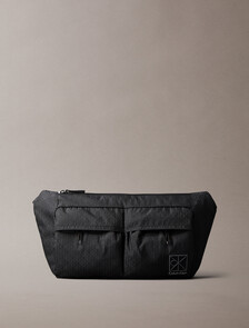 Water-Repellent Ripstop Sling Bum Bag, Black, hi-res