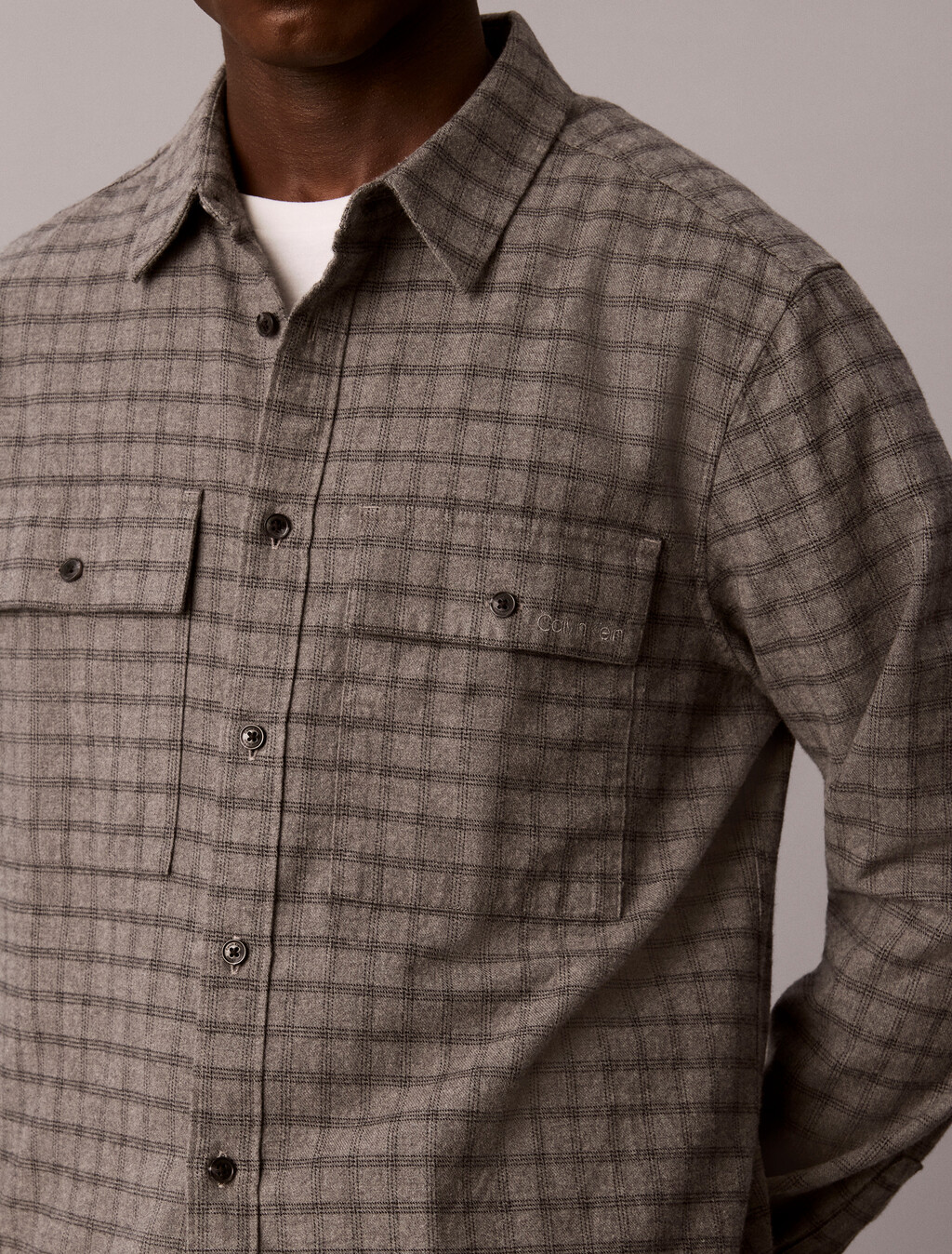 Check Flannel Button-Down Shirt, Charcoal Heather, hi-res